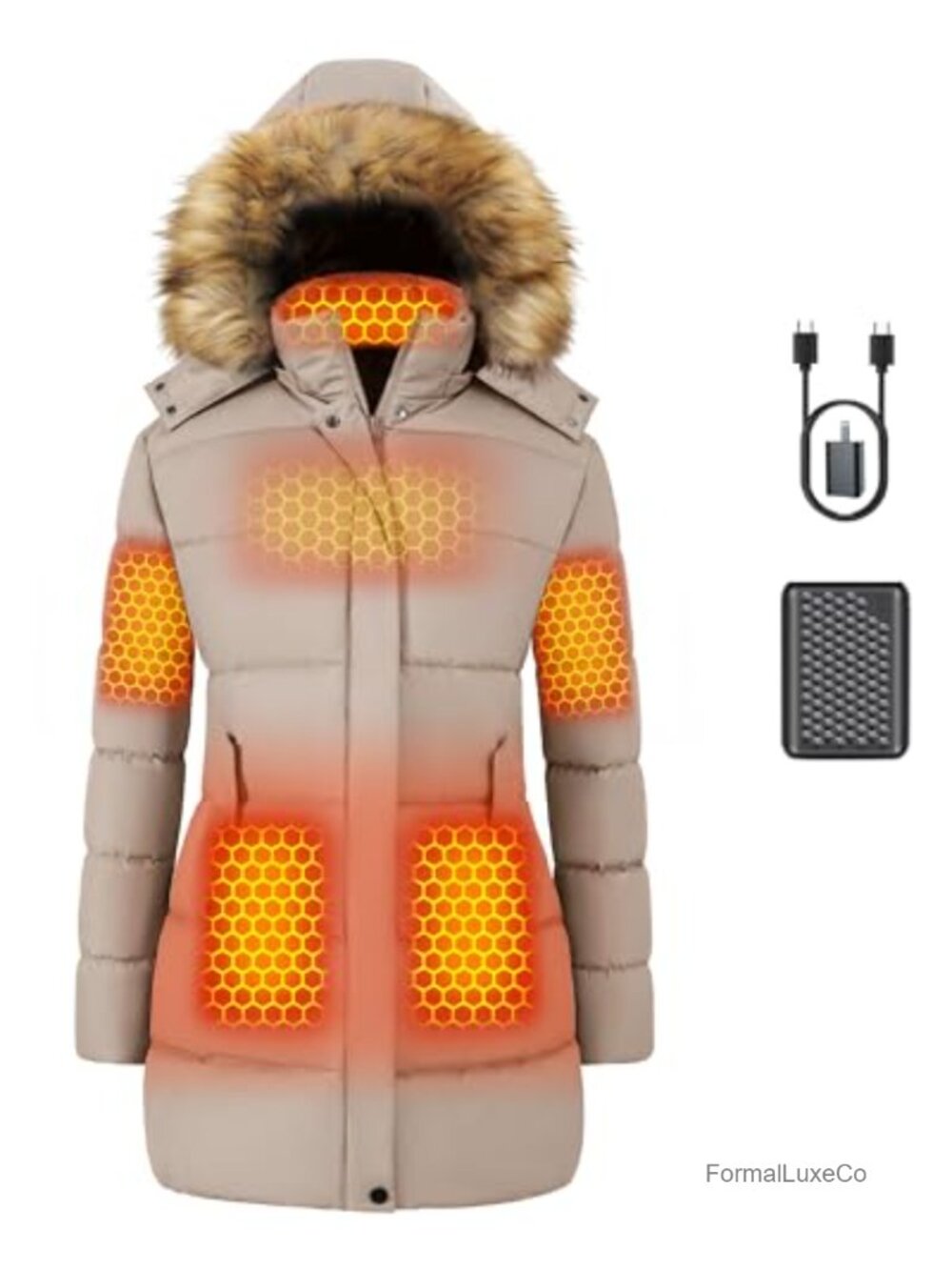Women's Graphene Heated Jacket 12V Fast Charge 18400mAh Battery